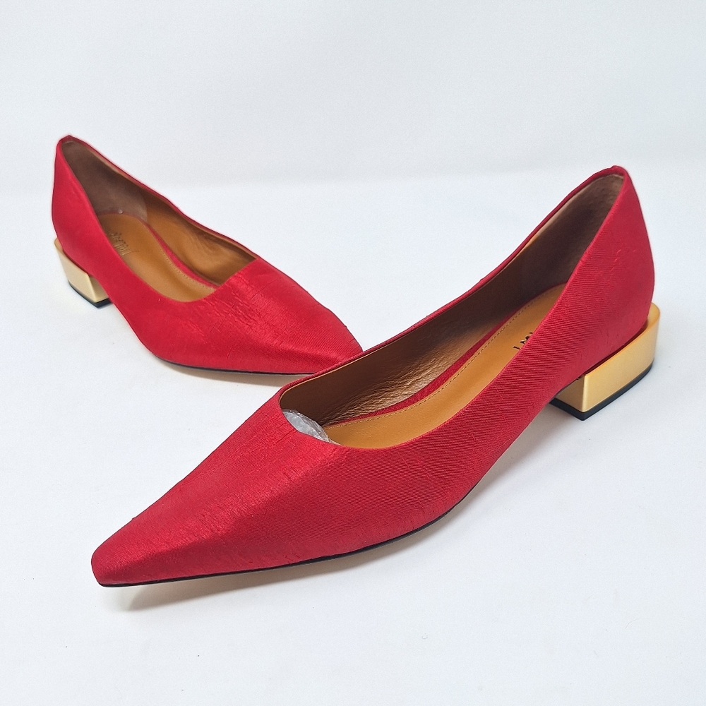 J.McLaughlin Cheryl Flat Red Pointed Toe With Gold Heel